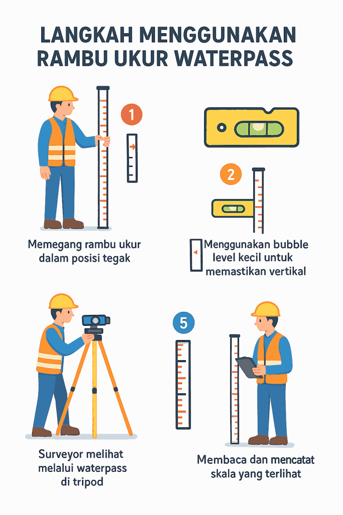 Cara Menggunakan Rambu Ukur Waterpass