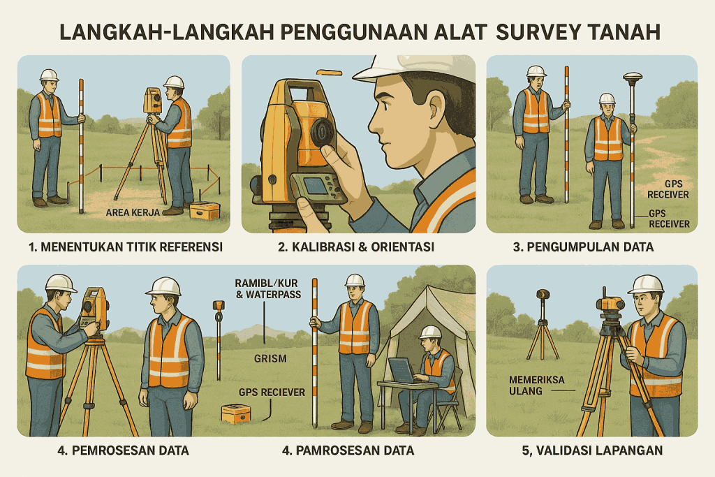 Cara Menggunakan Alat Survey Tanah di Lapangan