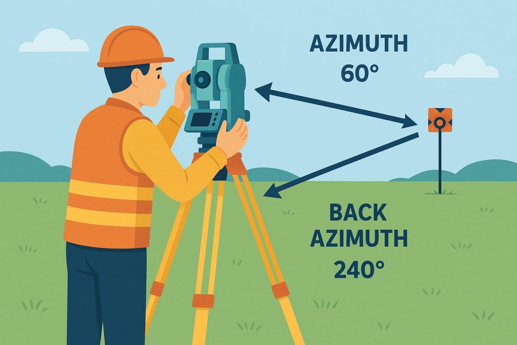 Ilustrasi Azimuth dan Back Azimuth