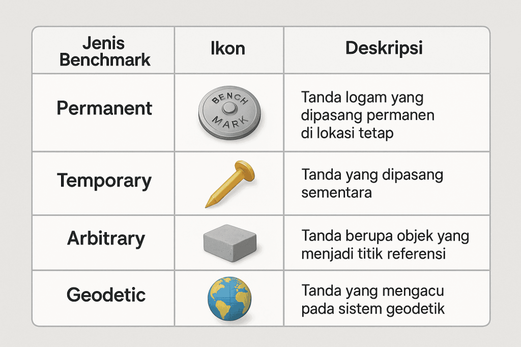 Tabel Visual Jenis benchmark