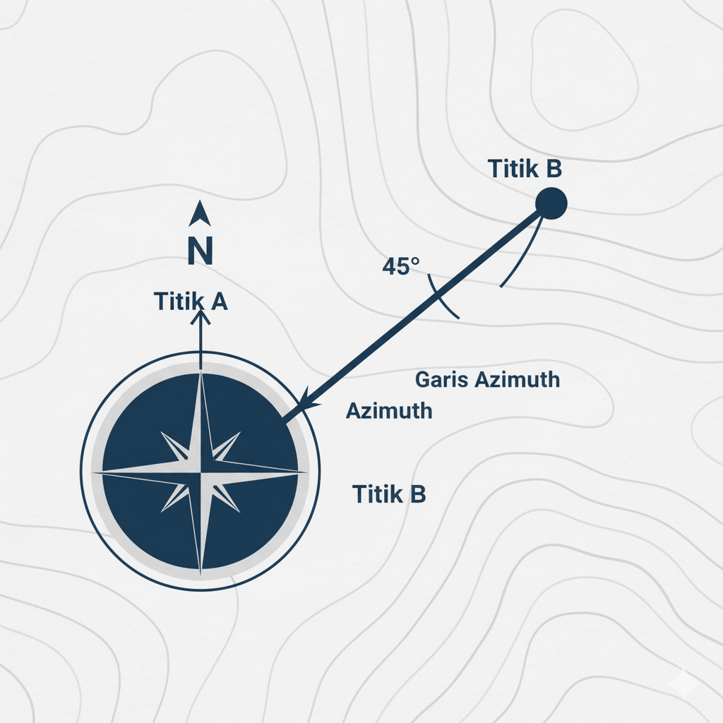 Ilustrasi Konsep Azimuth di Peta Lapangan_11zon